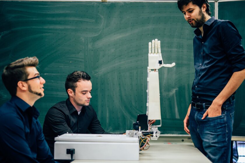 Project Aslan is hooked up to a computer, and people can connect to a local network to send text messages to the system, which will then translate them into sign language