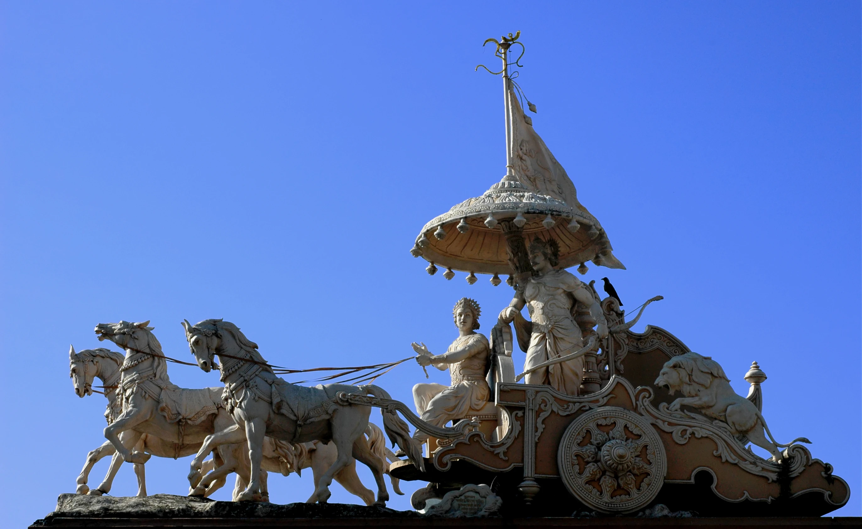 Krishna and Arjuna in the chariot. Hindu monument in Rishikesh, India.Image ID: 2366921
