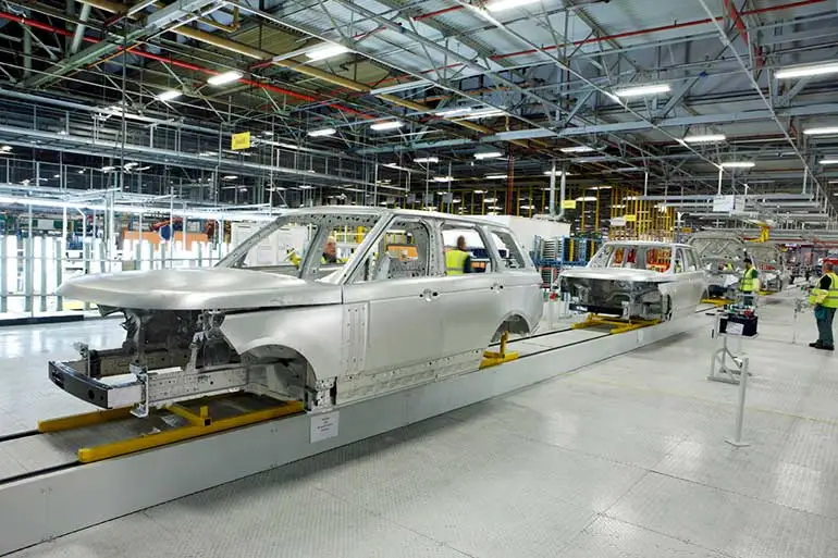2013 Range Rover aluminium shell under construction