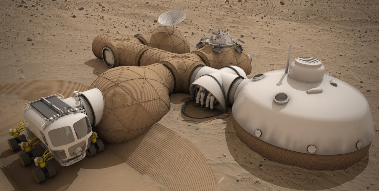 Team LavaHive proposes using construction rovers with inflatable attachment sections as the basis for the shelter, which once inflated, would be covered in "lava-casted" regolith to create a protective layer