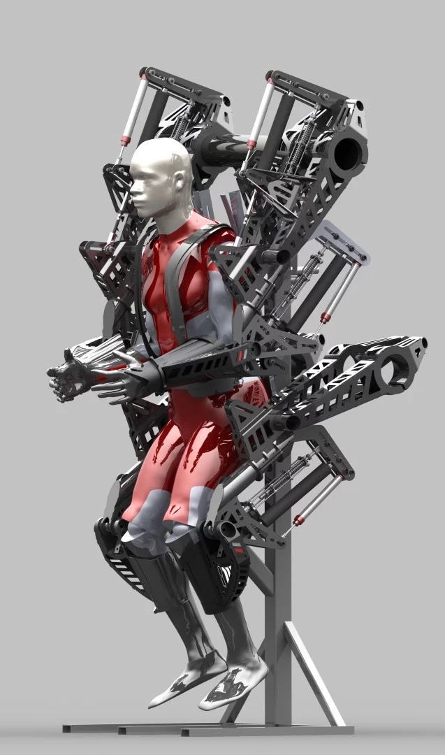 Rendering of the full-body exo-frame that will be used to pilot Prosthesis (Image: Anti-Robot)