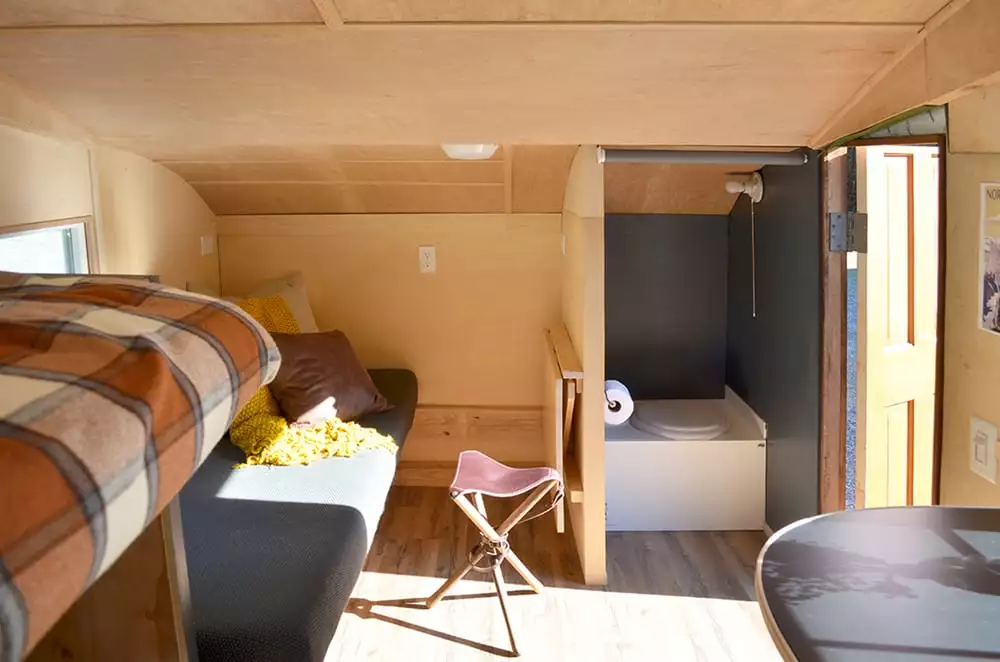 The Homegrown's extended teardrop construction creates a roomy interior complete with toilet room