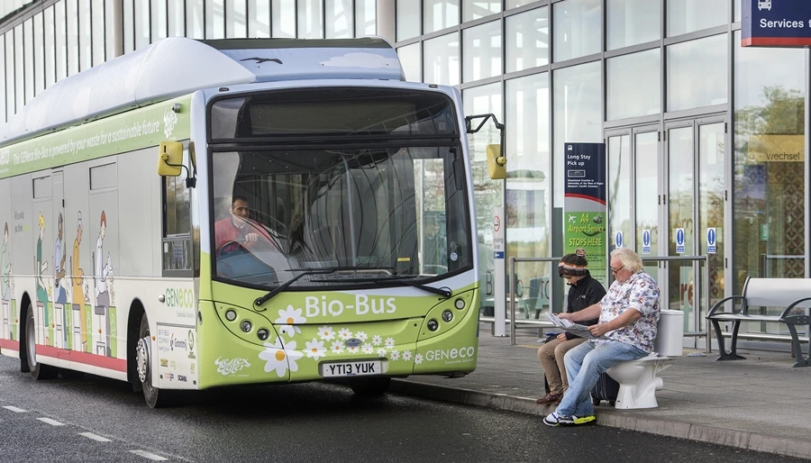Geneco says the Bio-Bus has a range of 300 km (186 mi) on a full tank of gas