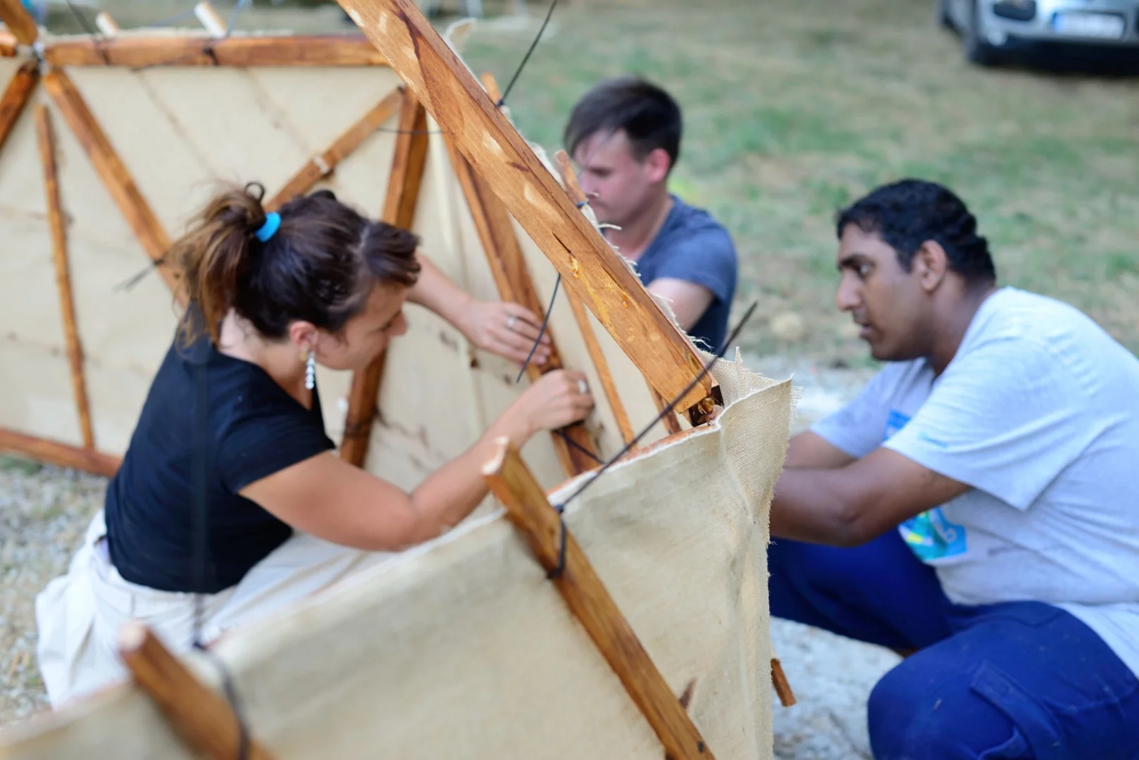 Stephanie Chaltiel recently put her research into mud-spraying drones to work at an annual summer workshop at Domaine de Boisbuchet