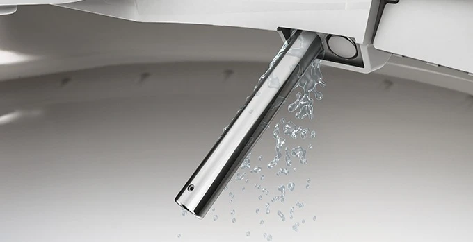 The business end of the Brondell Swash 1400 are dual stainless steel nozzles, which can be adjusted to stay on target