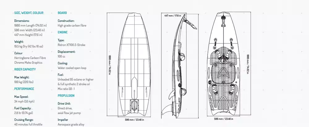 Dimensions and specs of the Mako Slingshot