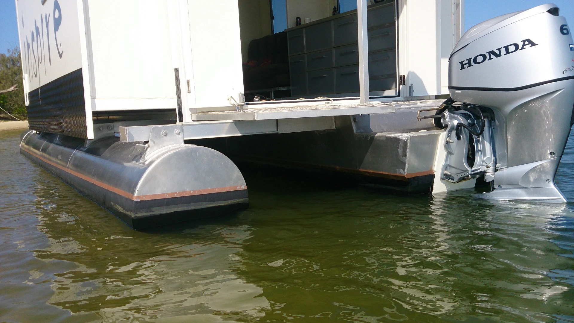 Moffat got help from a boatbuilder in constructing the aluminum pontoons