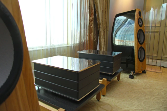 The M-Amp Mono Power Amplifiers in the Marten room at CES 2011