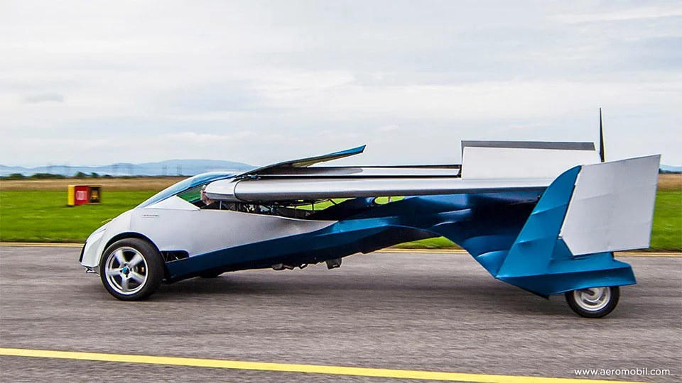 The Aeromobil's wings tuck back for driving