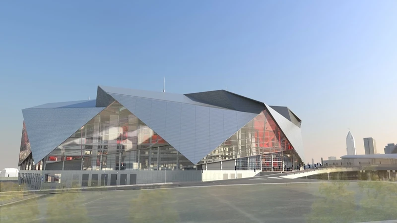 South side of the stadium with downtown Atlanta in background