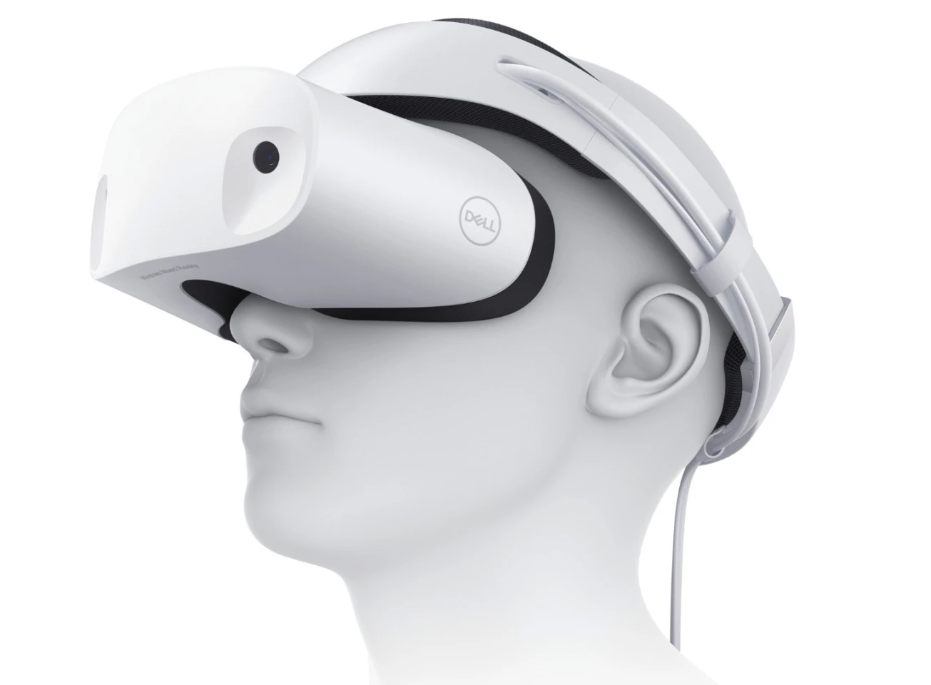 The Dell Visor has been designed for comfort, with extra cushioning, weight balancing to keep the pressure off the wearer's nose, a thumbwheel to adjust the headband, and a flip-up eyepiece