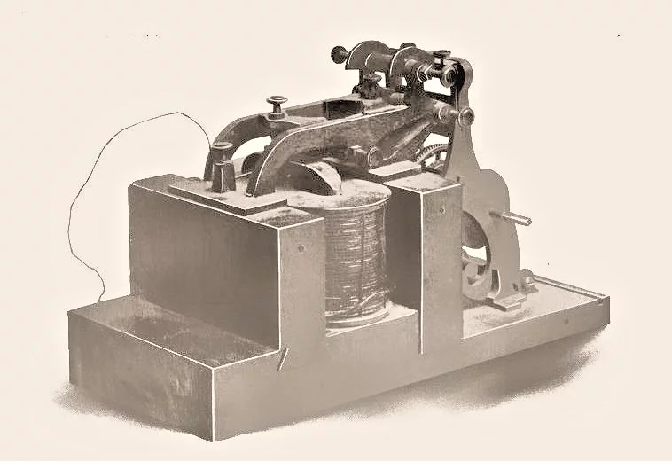 Early photograph of the Morse-Vail telegraph receiver used in their 1844 demonstration of telegraphy (Photo: Alfred Vail via Early History of the Electro-magnetic Telegraph)