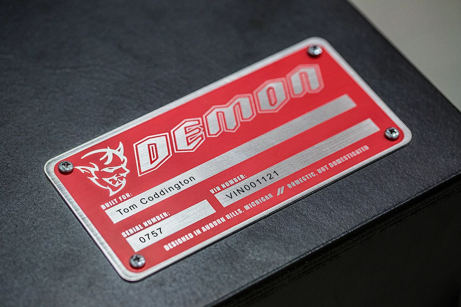 The VIN and build number of each Demon is also on the Demon Crate