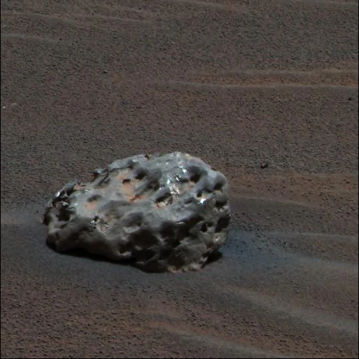 Heat Shield Rock, which was first thought to be a fragment of Opportunity's heat shied, but proved to be the first meteorite ever found on Mars