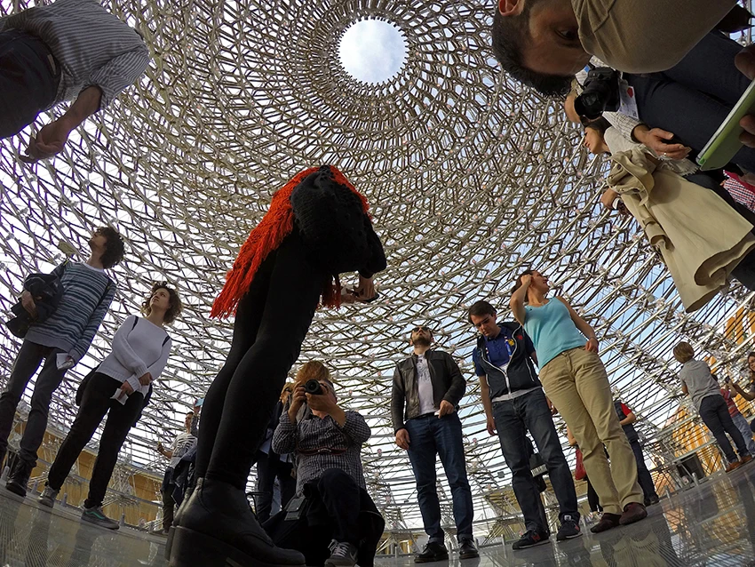 The UK Pavilion is an open-air design