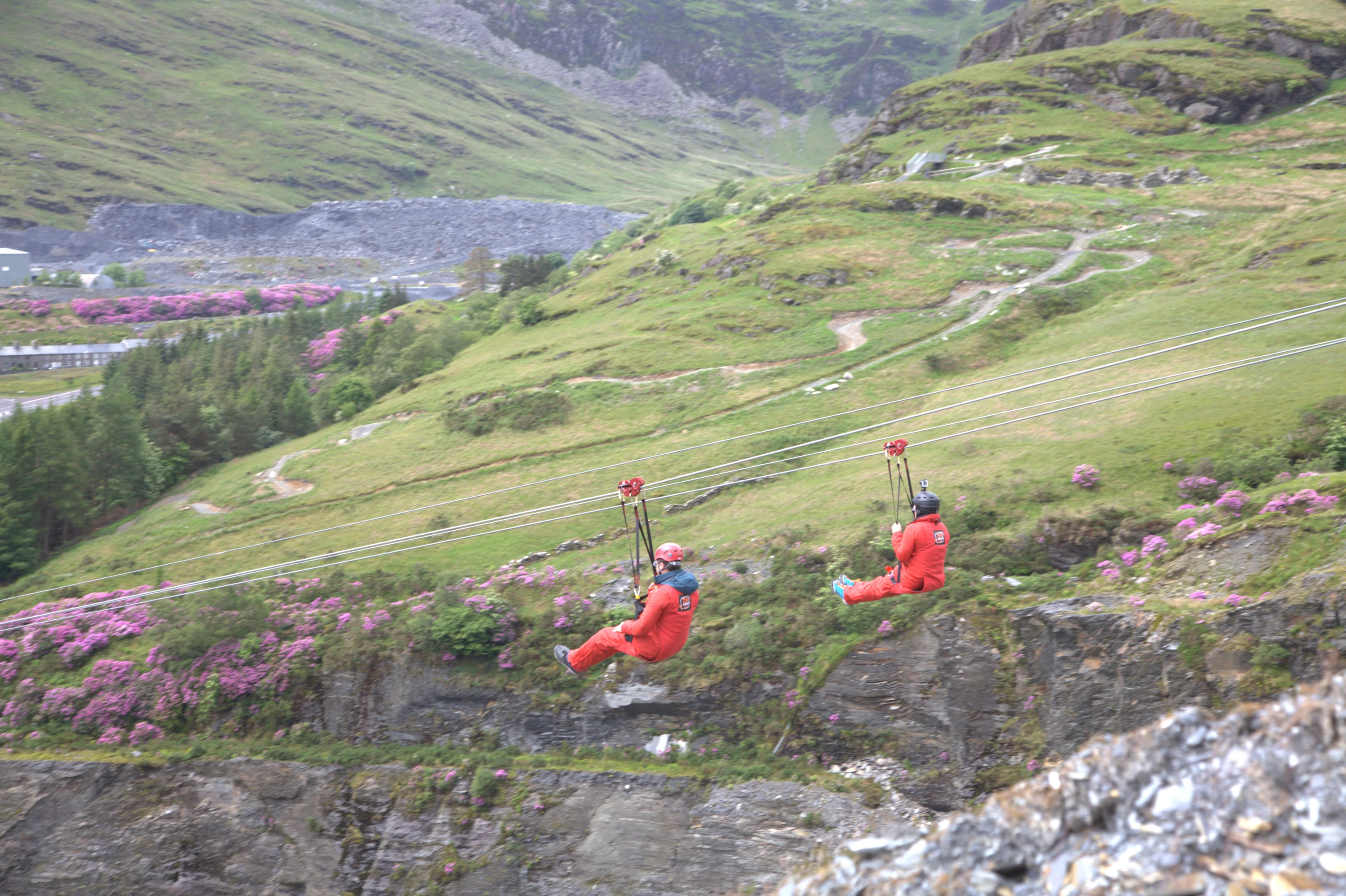 Zip line riders fly high over Moor, Mountain and Mine