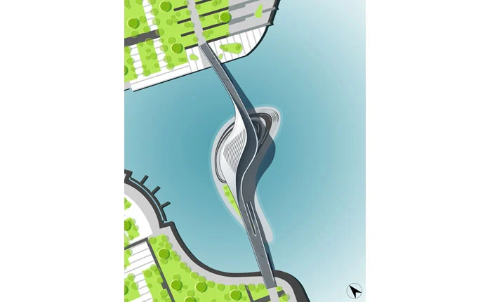 The bridge will connect the north and south foreshores of the park (image: L & A Design Group)
