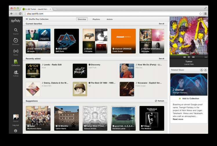The Collection tab presents a much neater way of organizing your music