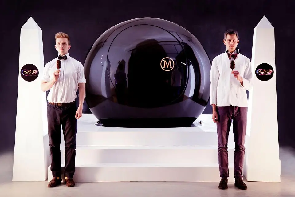 Sam Bompas and Harry Parr with the Pleasure Pod (Photo: Jotta)