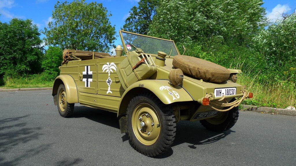 Like the 1944 Volkswagen Schwimmwagen, we're not counting this as a Volkswagen Beetle, though it doubtless has a common ancestor. This Kubelwagen sold complete with many Wehrmacht accessories, a striking Afrika Korps colour scheme and an ex-Imperial War Museum (UK) history at a Brightwells auction in Herefordshire, UK in September, 2012 | Auction Link