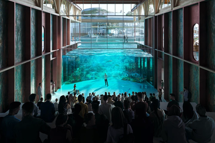 Fornebu Brygge's most notable feature will be its Fjordarium, which will offer an underwater view of the local marine life