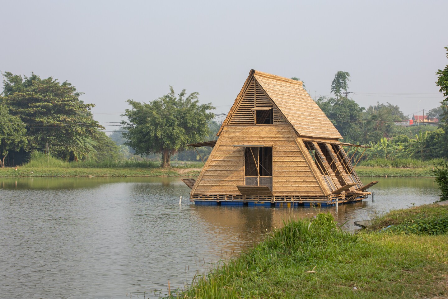 The Floating Bamboo House, by H&P Architects, is designed for people whose lives are river-based and at threat due to climate change