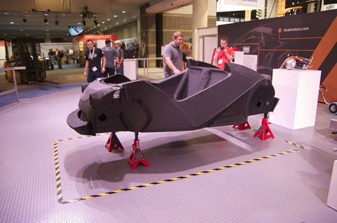 Once the subtractive manufacturing process was complete, the Strati was mounted for assembly with addition components