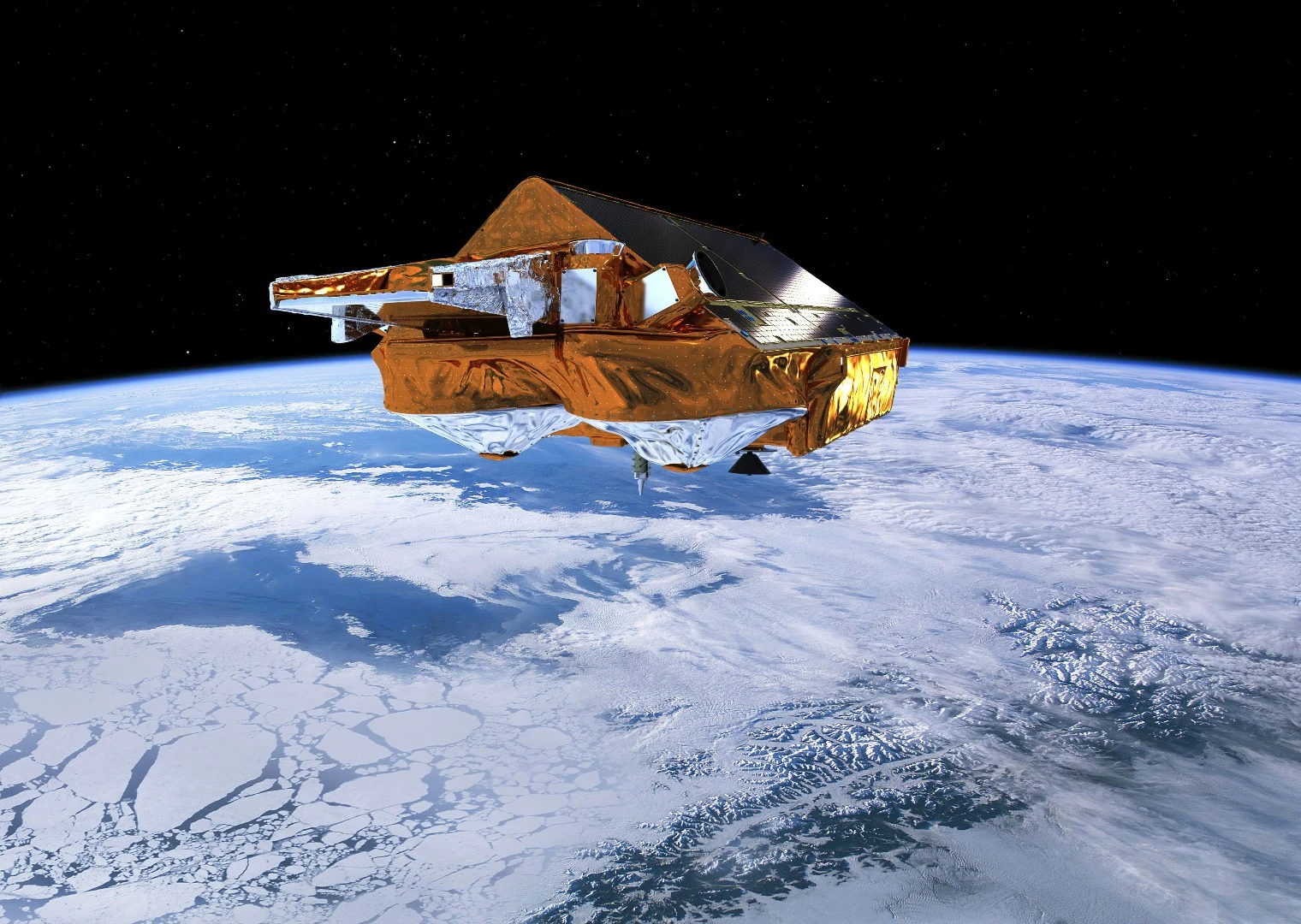 The ESA's CryoSat uses a radar altimeter to measure the height and thickness of ice over time, to study how the climate affects the Earth's ice volume