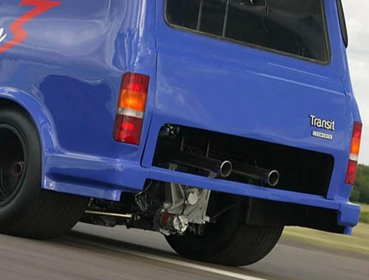 The rear-end of the Cosworth-powered, Formula One-inspired Supervan 3 concept of the 1980s