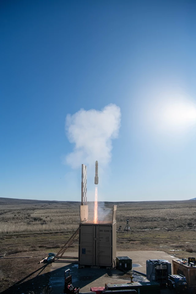 Hellfire missile launching from container