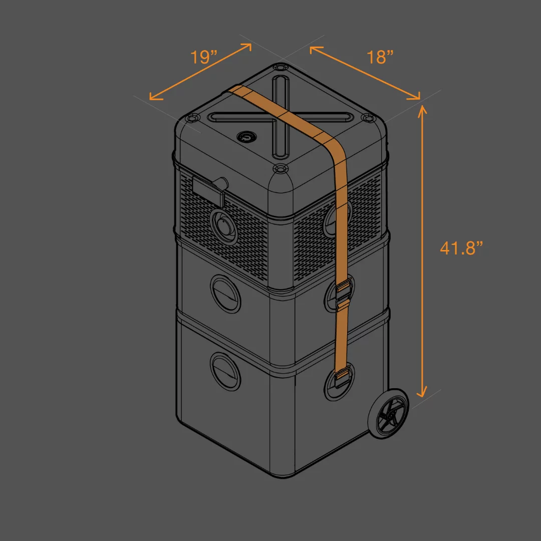 The modules can tie down and roll together