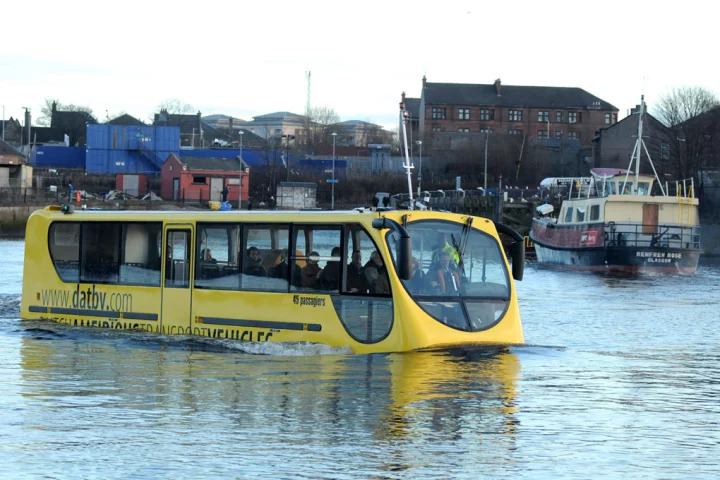 The amfibus in action on the River Clyde