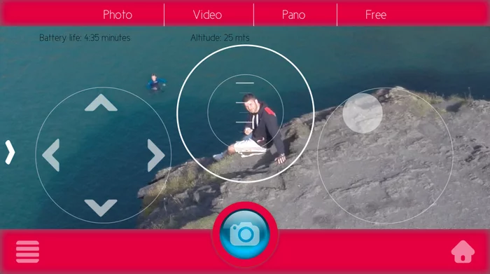 Free Flight mode allows more precise control through the use of virtual joy sticks
