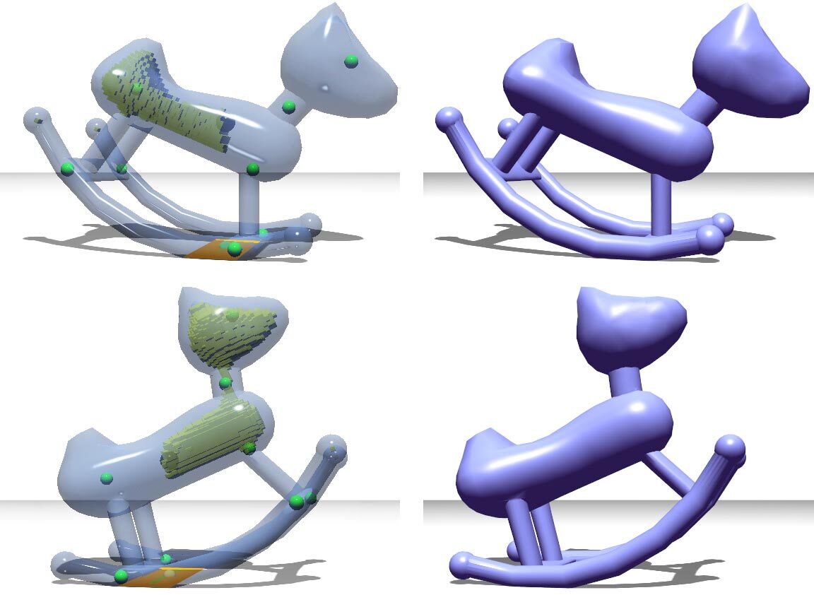 Make It Stand changes a toy rocking horse's balance by modifying its internal void