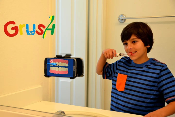 The Grush system is designed to make brushing your teeth more enjoyable by incorporating video games into the process