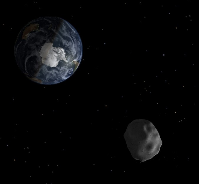 Artist's concept of asteroid 2012 DA14 and Earth (Image: JPL/NASA)