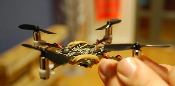 The Crazyflie quadcopter from Bitcraze has a motor-to-motor measurement of just 9 cm (3.5-in) and is supplied as a self-build development and hacking kit