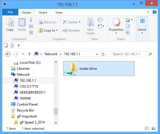 The drive connected to the router will appear as a shared folder