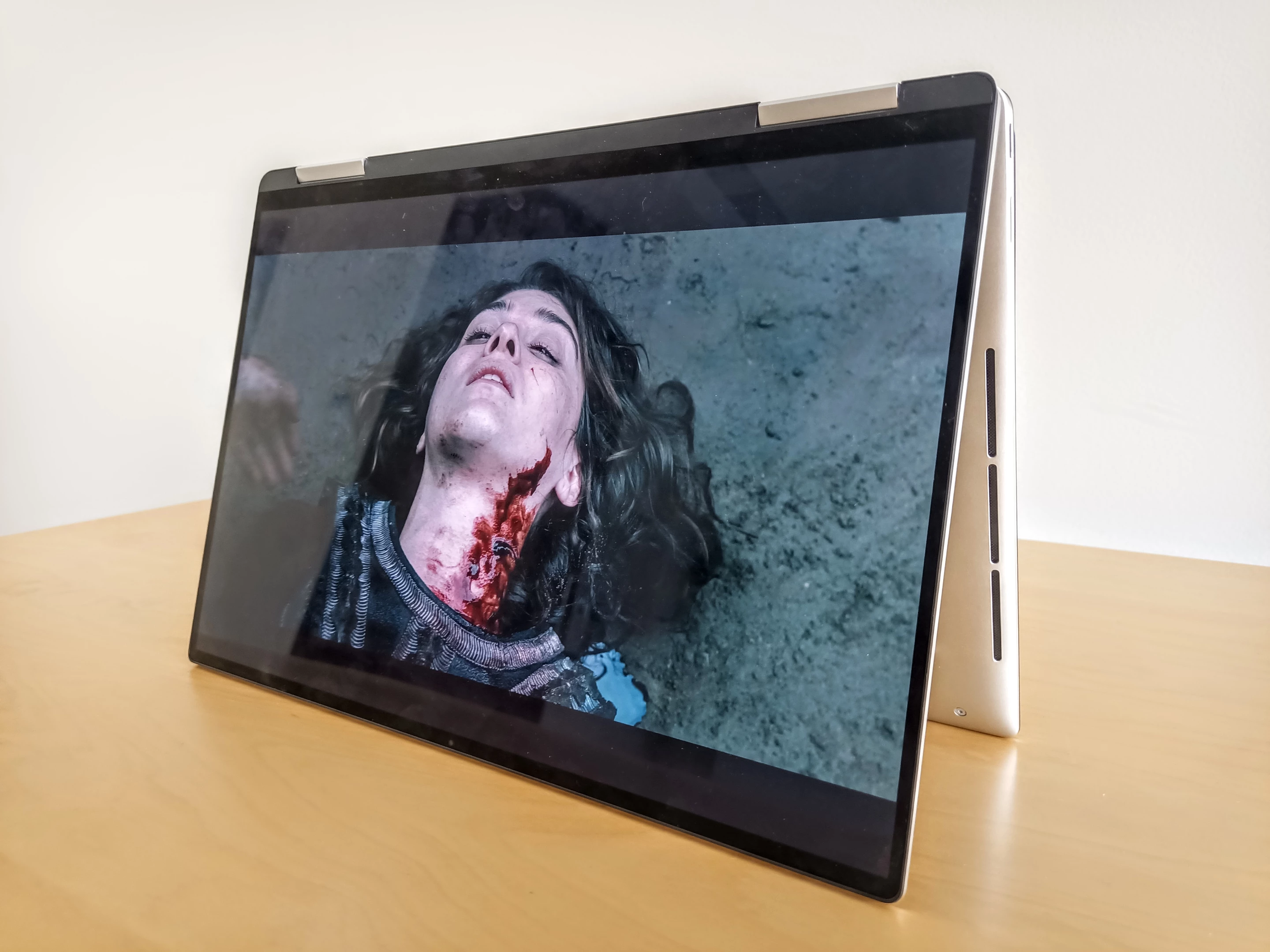 The 2-in-1's double hinge feels sturdy and reliable
