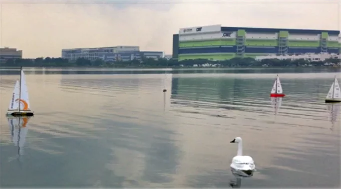 Data is transmitted to the cloud by Wi-Fi, and the NuSwan robots automatically return to a charging station when their batteries start to run low