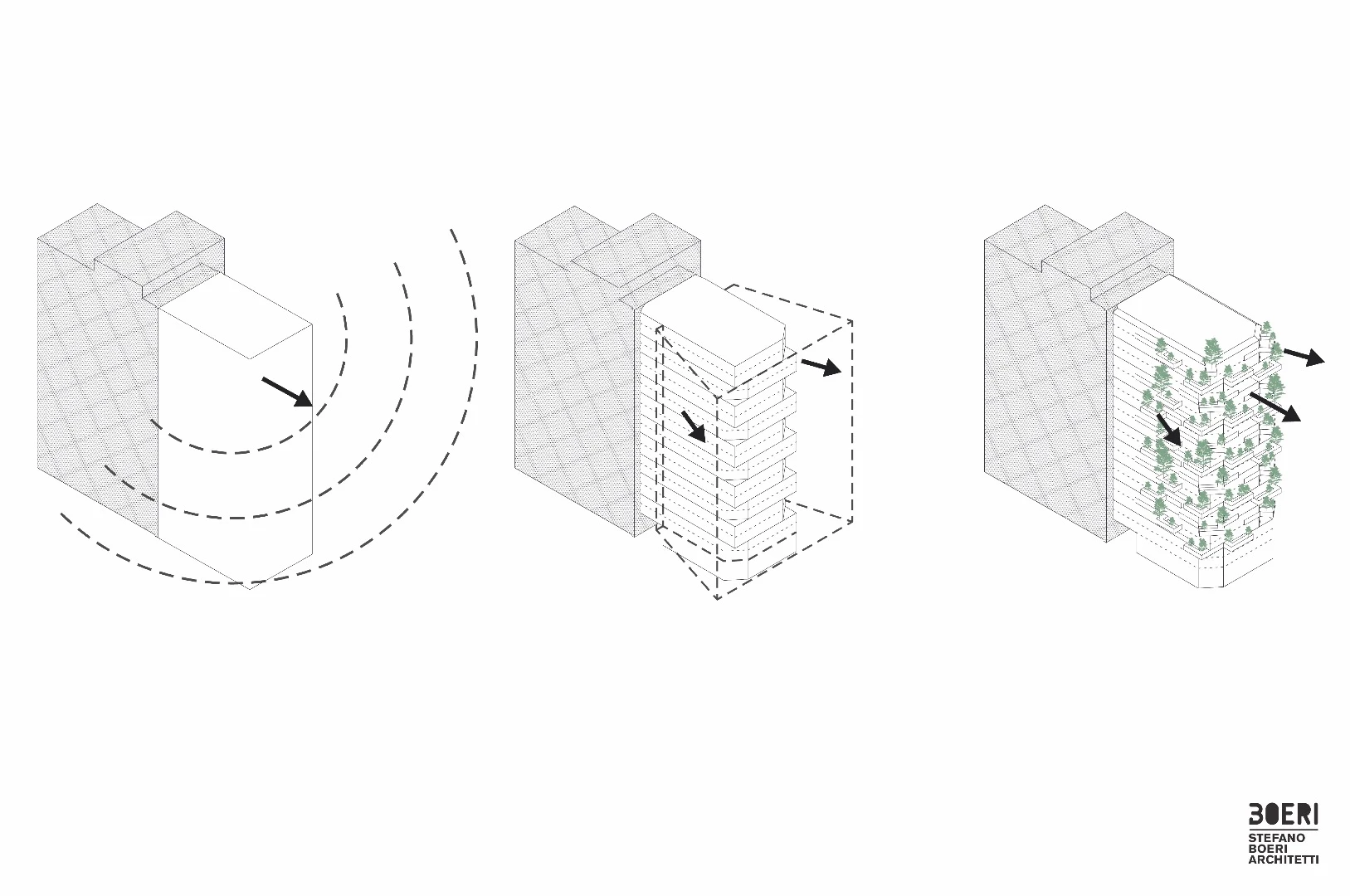 Architectural drawing of the Vertical Forest of Tirana