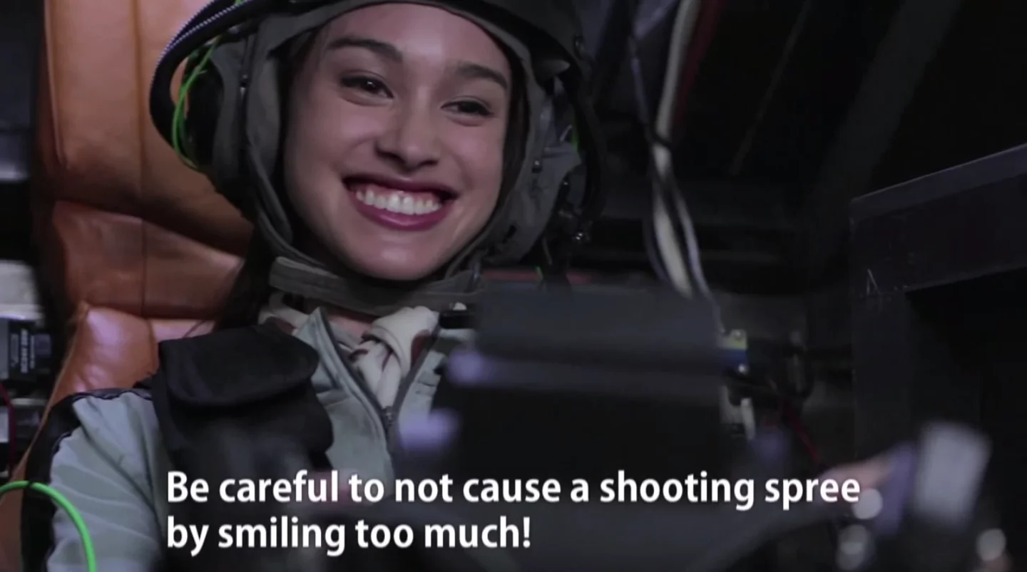 Most fearsomely of all, the gatling guns fire when the pilot smiles