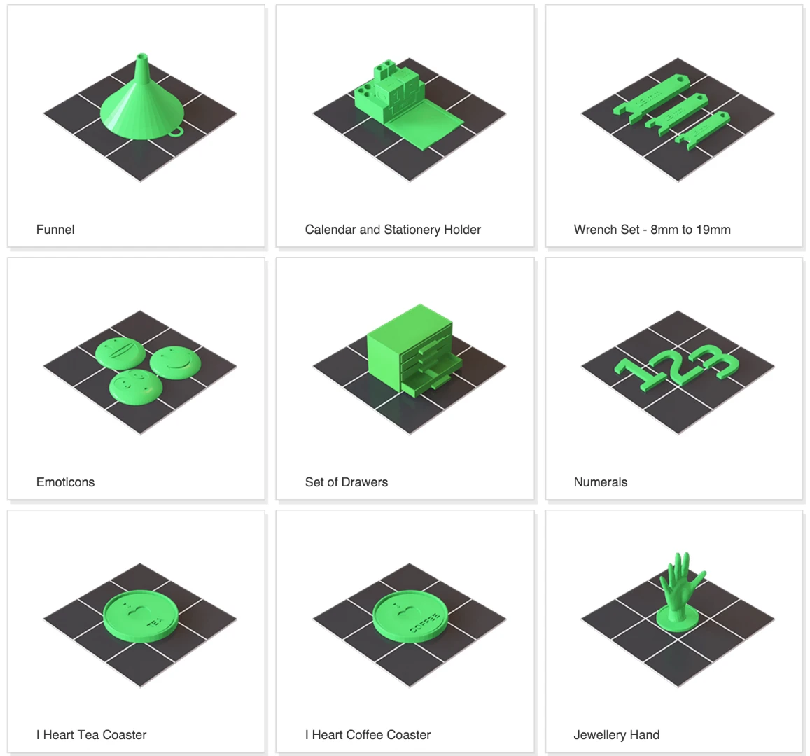Polaroid's 3D model library examples