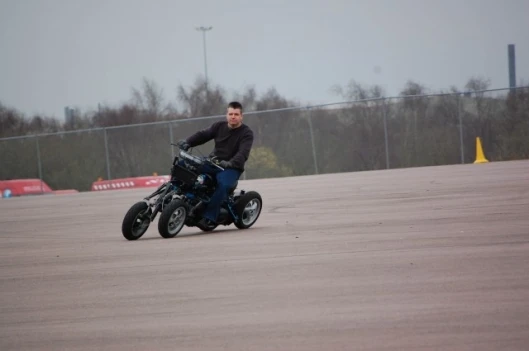 Full-lean, low speed circles tighter than you're ever likely to dare on a conventional bike