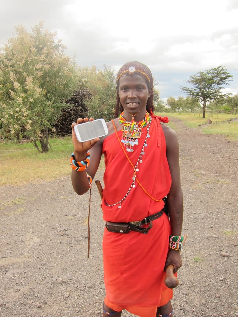 A Maasai man in Kenya with the Portable Eye Examination Kit (PEEK)