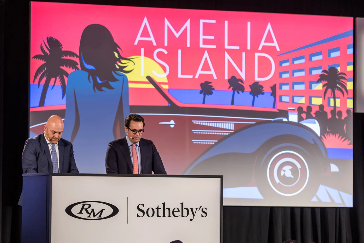One of the most exciting premieres of the week was the first appearance of Mike Shackelton for RM-Sotheby's. Mike is a third-generation auctioneer and it showed. His concise, clear and razor-sharp communication is as good as we've seen and we expect Mike will become a fixture. That's RM-Sotheby's Alain Squindo at right.