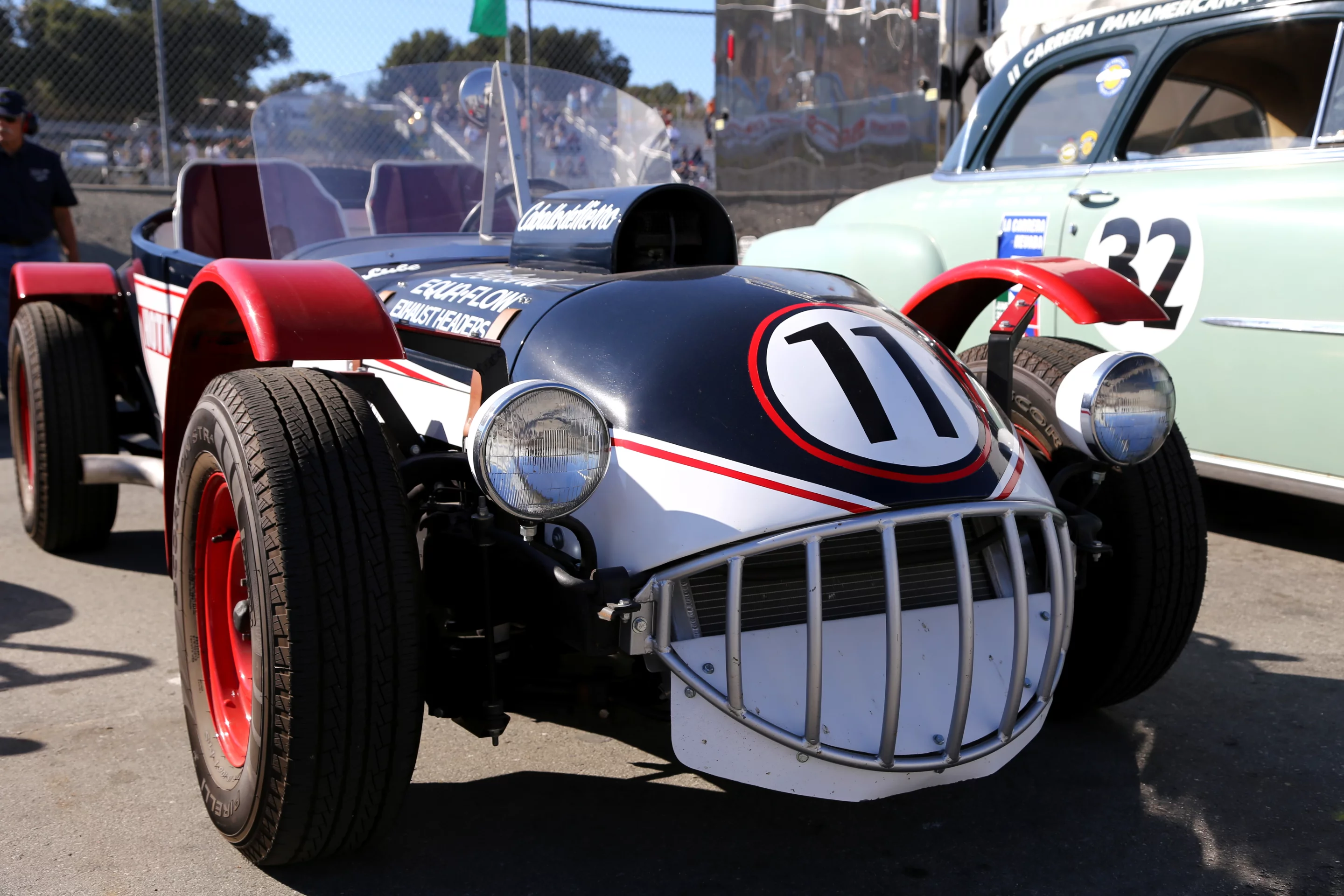 A custom road racer sports a football helmet grin (Photo: Angus MacKenzie/Gizmag.com)