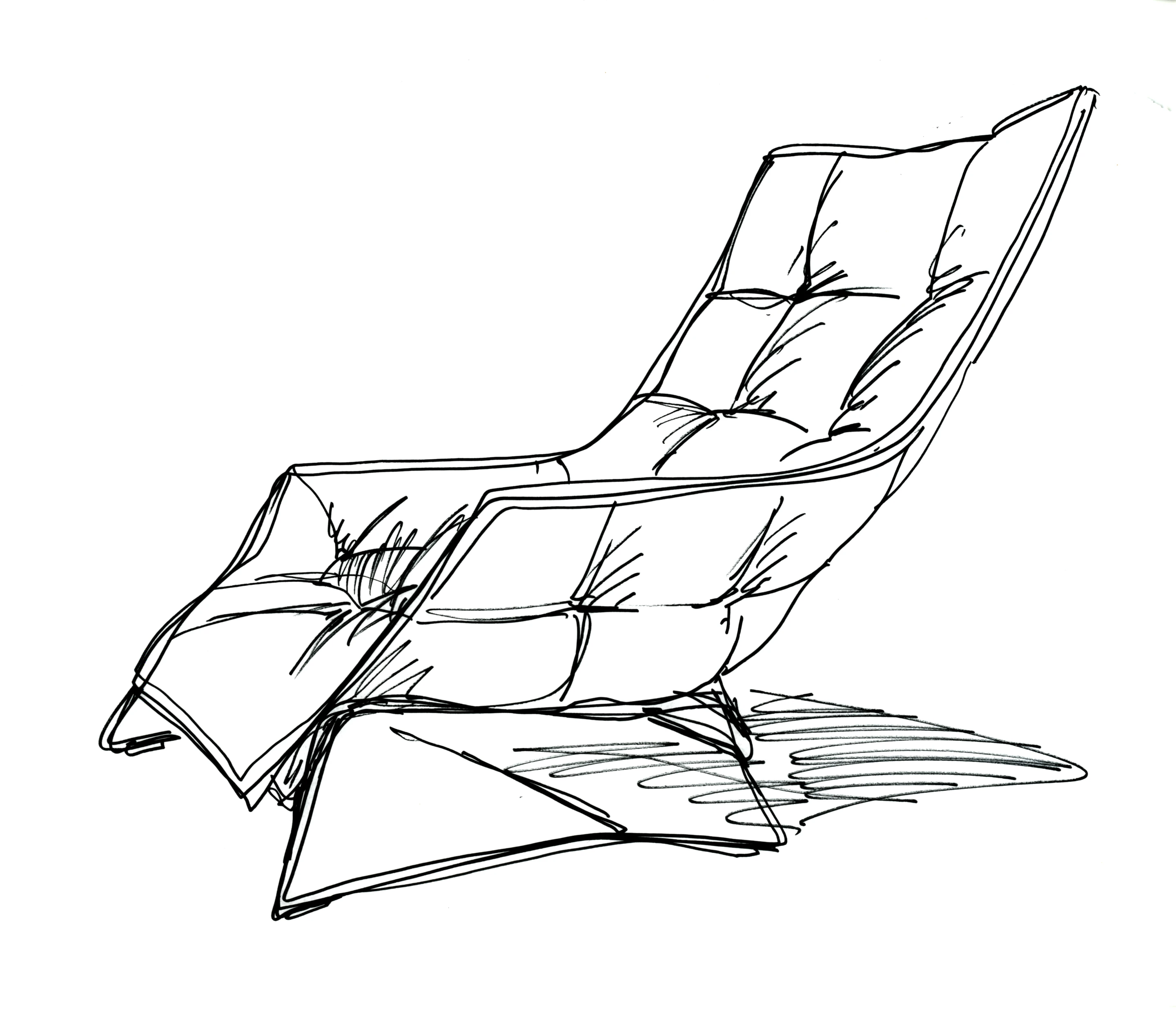 Final sketch of the Maserati by Zanotta lounge chair