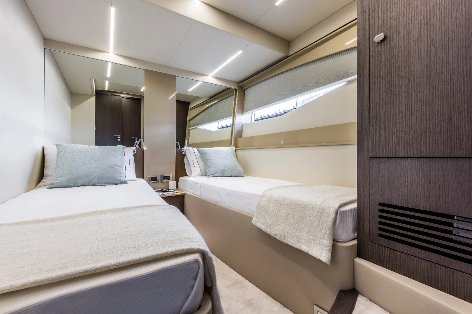 Each cabin on the 62FLY has its own bathroom