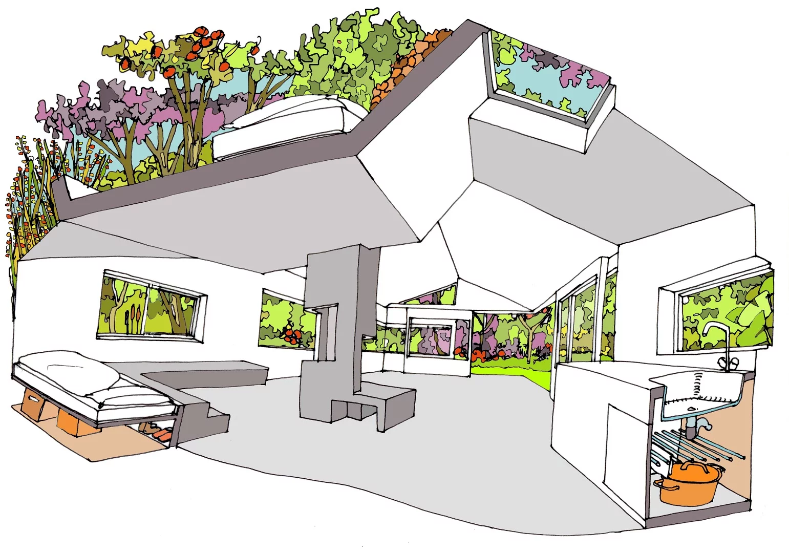 Architectural drawings of Thoreau's Cabin